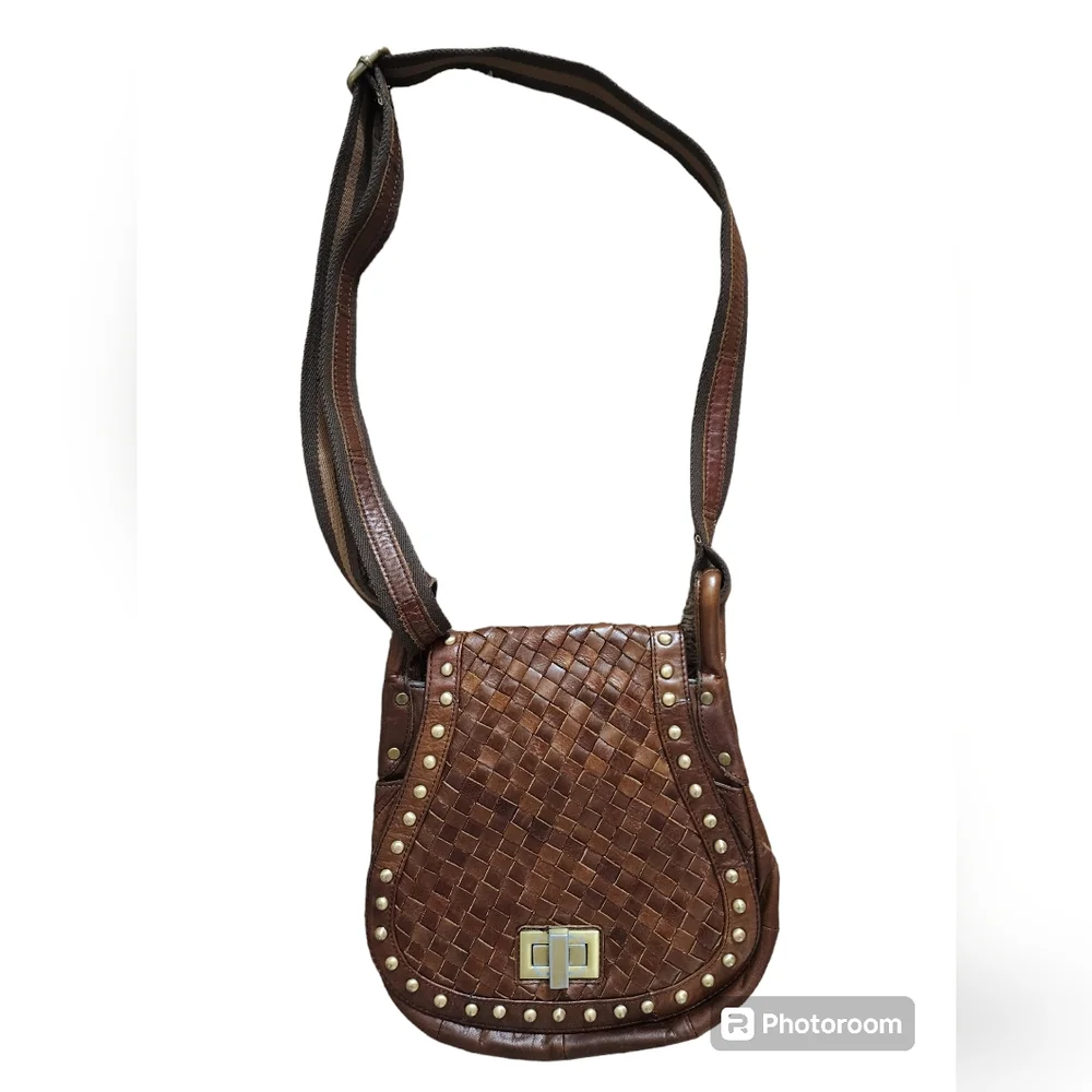 LOVE STITCH LEATHER WOVEN BAG ... - Picture 1 of 9